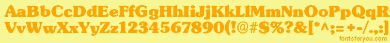 SubwayRegular-Schriftart – Orangefarbene Schriften auf gelbem Hintergrund