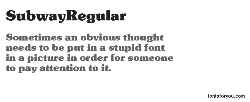 Review of the SubwayRegular Font