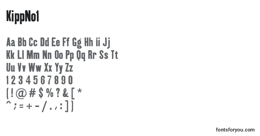 A fonte KippNo1 – alfabeto, números, caracteres especiais
