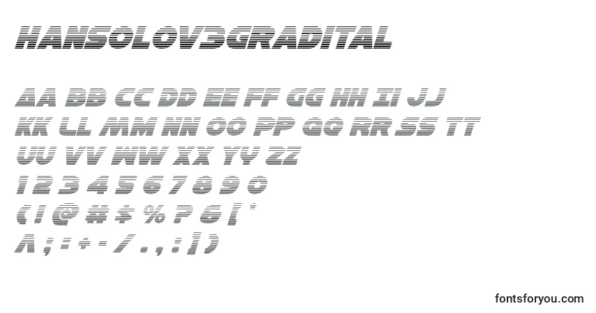 Schriftart Hansolov3gradital – Alphabet, Zahlen, spezielle Symbole