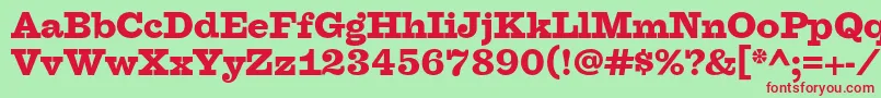 FaraoBlackOt-fontti – punaiset fontit vihreällä taustalla