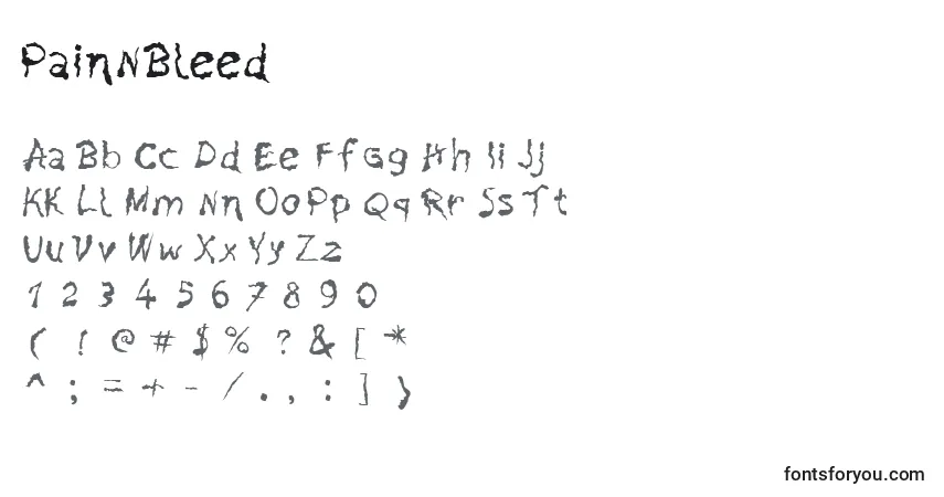 Fuente PainNBleed - alfabeto, números, caracteres especiales