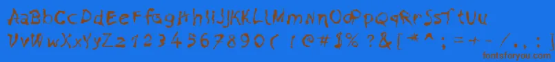 PainNBleed-Schriftart – Braune Schriften auf blauem Hintergrund