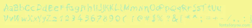Czcionka PainNBleed – zielone czcionki na żółtym tle