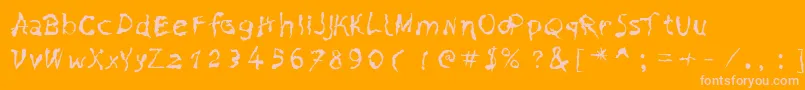 Weitere Informationen zur PainNBleed-Schriftart PainNBleed-Schriftart – Rosa Schriften auf orangefarbenem Hintergrund
