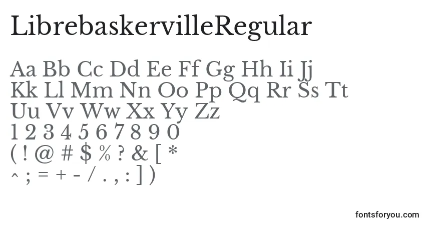 Schriftart LibrebaskervilleRegular – Alphabet, Zahlen, spezielle Symbole