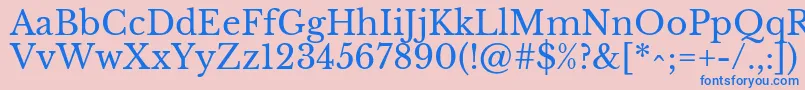LibrebaskervilleRegular-Schriftart – Blaue Schriften auf rosa Hintergrund