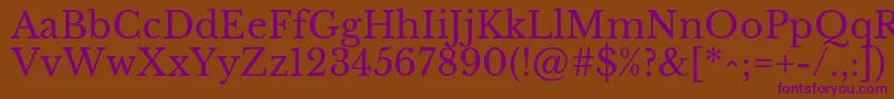 Czcionka LibrebaskervilleRegular – fioletowe czcionki na brązowym tle