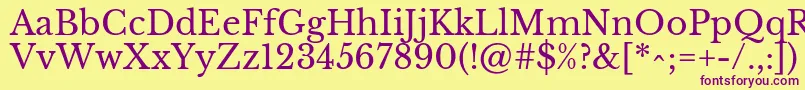 フォントLibrebaskervilleRegular – 紫色のフォント、黄色の背景