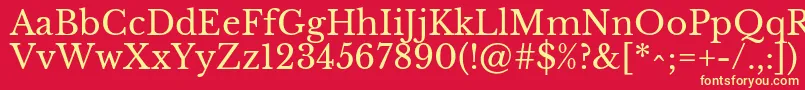 フォントLibrebaskervilleRegular – 黄色の文字、赤い背景