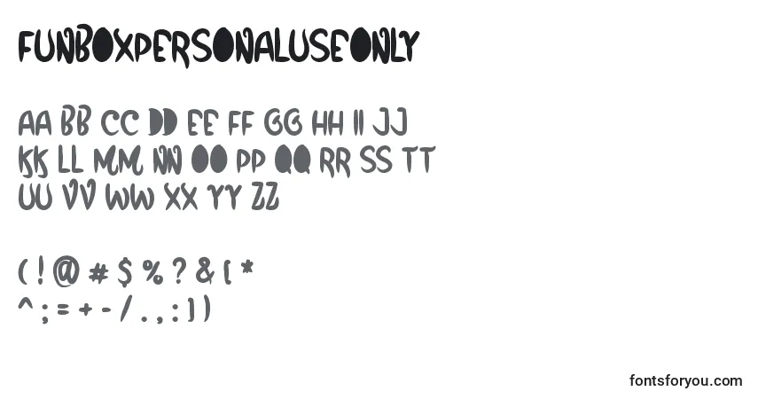 Schriftart FunboxPersonalUseOnly (23230) – Alphabet, Zahlen, spezielle Symbole