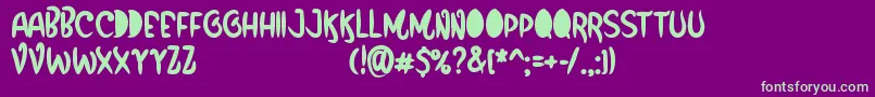 FunboxPersonalUseOnly-fontti – vihreät fontit violetilla taustalla