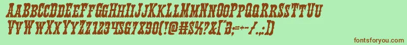 Texasrangerital-fontti – ruskeat fontit vihreällä taustalla