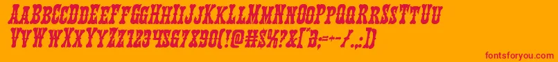 Texasrangerital-Schriftart – Rote Schriften auf orangefarbenem Hintergrund