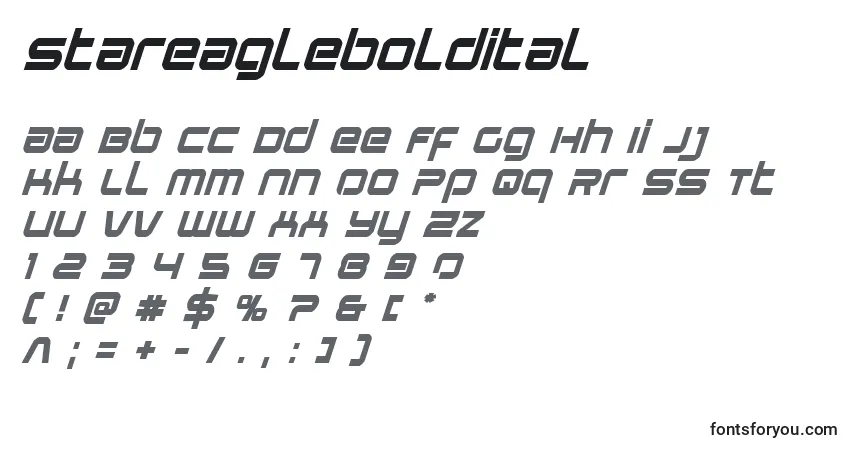 Schriftart Stareagleboldital – Alphabet, Zahlen, spezielle Symbole