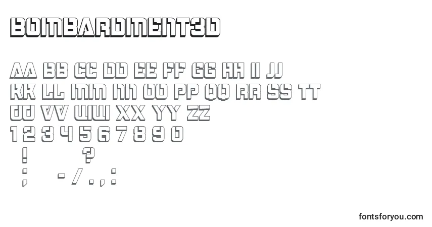 A fonte Bombardment3D – alfabeto, números, caracteres especiais