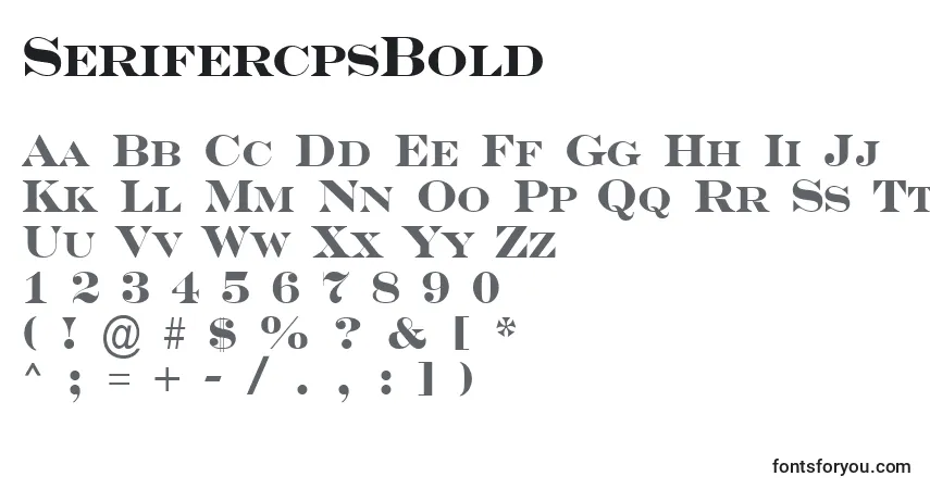 Czcionka SerifercpsBold – alfabet, cyfry, specjalne znaki