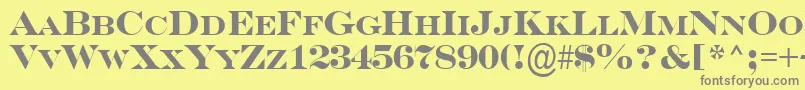 フォントSerifercpsBold – 黄色の背景に灰色の文字