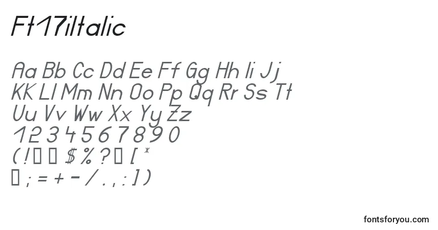 A fonte Ft17iItalic – alfabeto, números, caracteres especiais