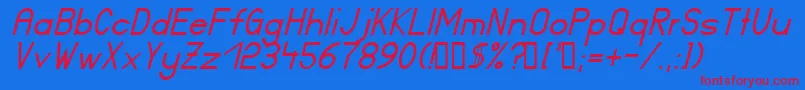 Ft17iItalic Font – Red Fonts on Blue Background