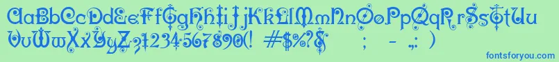 KarnacOne Font – Blue Fonts on Green Background