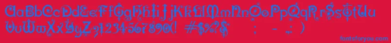 フォントKarnacOne – 赤い背景に青い文字