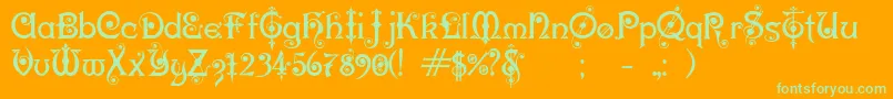 KarnacOne Font – Green Fonts on Orange Background