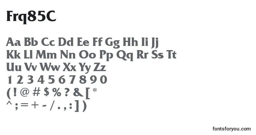 A fonte Frq85C – alfabeto, números, caracteres especiais
