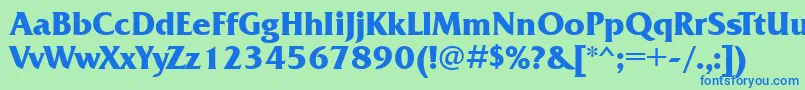 Frq85C Font – Blue Fonts on Green Background