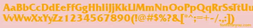 フォントFrq85C – オレンジの文字がピンクの背景にあります。