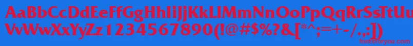 Frq85C Font – Red Fonts on Blue Background