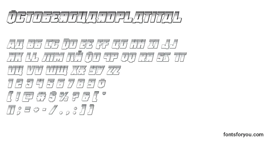 A fonte Octoberguardplatital – alfabeto, números, caracteres especiais