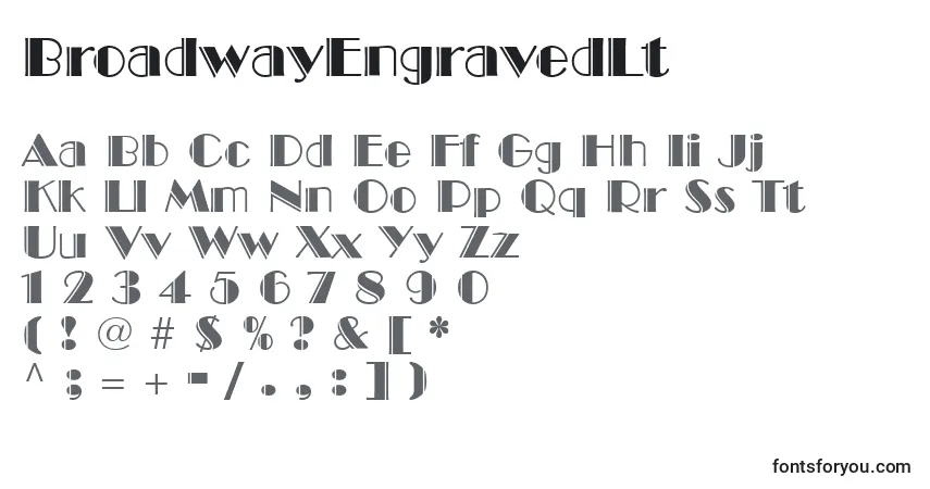 BroadwayEngravedLt Font – alphabet, numbers, special characters