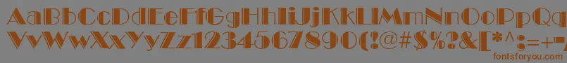 BroadwayEngravedLt-Schriftart – Braune Schriften auf grauem Hintergrund