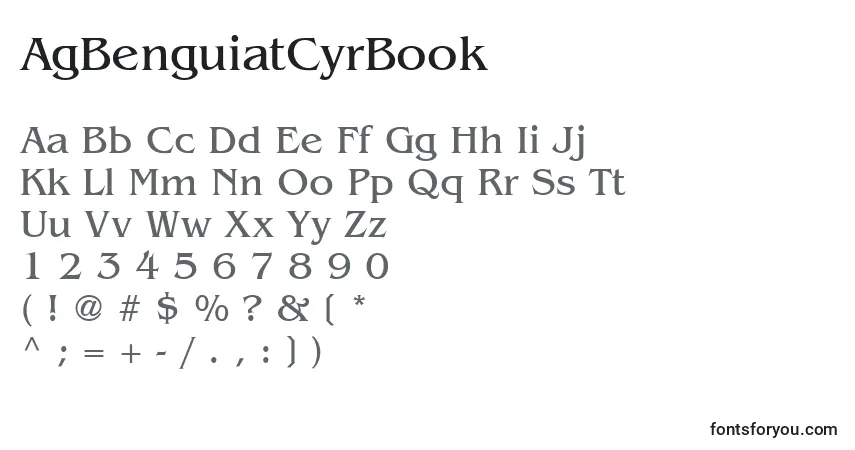 Czcionka AgBenguiatCyrBook – alfabet, cyfry, specjalne znaki