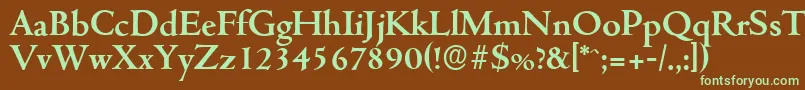 フォントCambridgeserialBold – 緑色の文字が茶色の背景にあります。