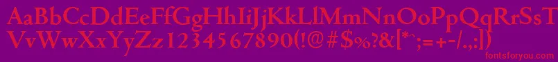 CambridgeserialBold-Schriftart – Rote Schriften auf violettem Hintergrund