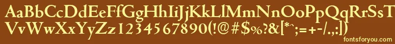 CambridgeserialBold-fontti – keltaiset fontit ruskealla taustalla