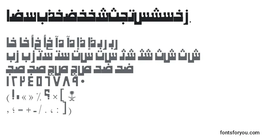 A fonte AymKhaybarSUNormal. – alfabeto, números, caracteres especiais