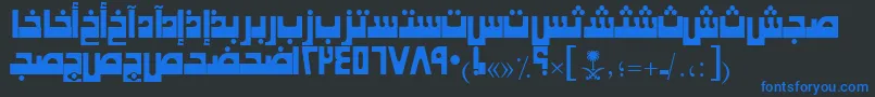 フォントAymKhaybarSUNormal. – 黒い背景に青い文字