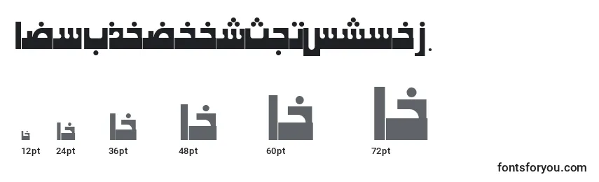 Размеры шрифта AymKhaybarSUNormal.