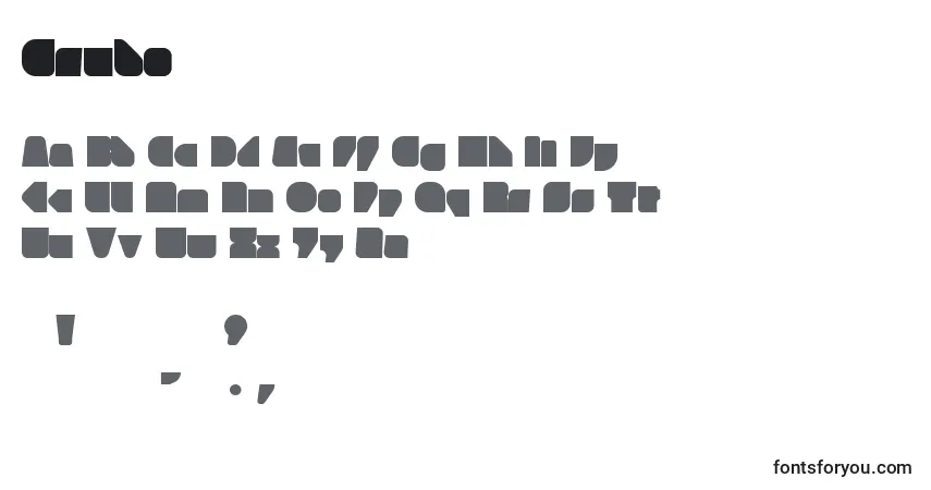 Schriftart Grubo – Alphabet, Zahlen, spezielle Symbole
