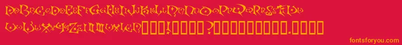 フォントKefka – 赤い背景にオレンジの文字