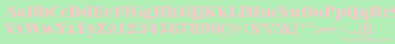 Urwantiquatultbolnar-Schriftart – Rosa Schriften auf grünem Hintergrund