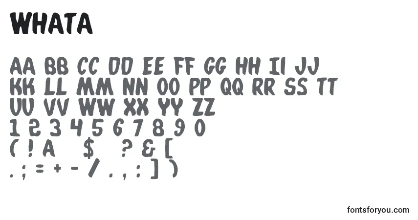 A fonte Whata – alfabeto, números, caracteres especiais