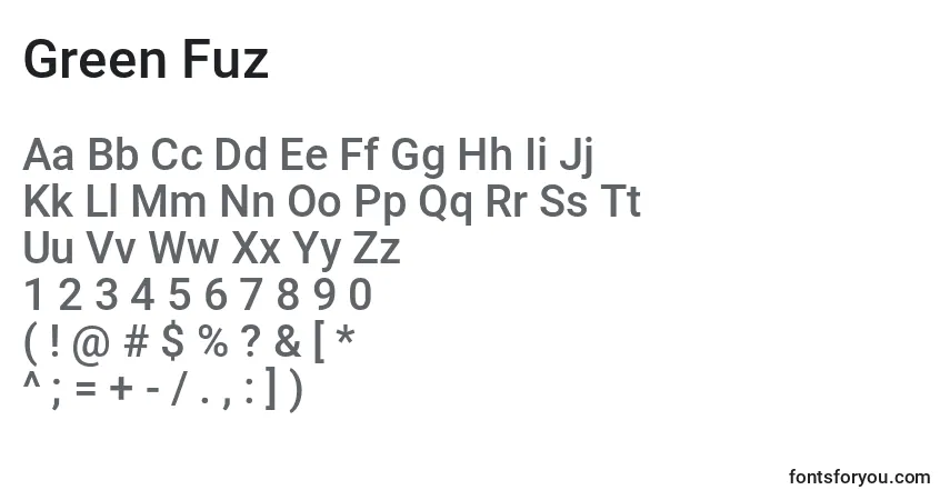 Schriftart Green Fuz – Alphabet, Zahlen, spezielle Symbole
