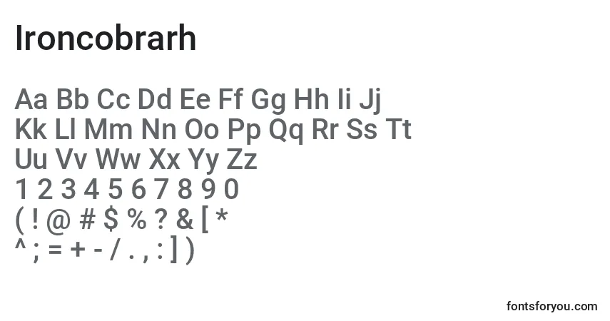 Schriftart Ironcobrarh – Alphabet, Zahlen, spezielle Symbole