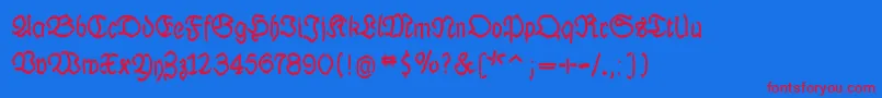 LuthermousedrawnBold Font – Red Fonts on Blue Background