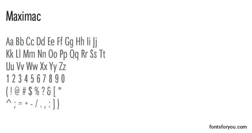 Шрифт Maximac – алфавит, цифры, специальные символы