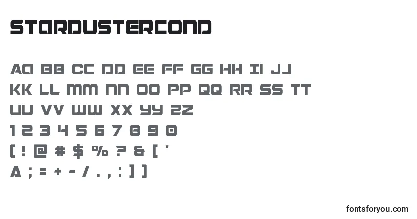 A fonte Stardustercond – alfabeto, números, caracteres especiais